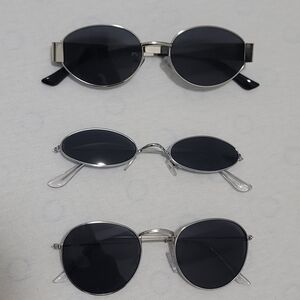 Elegant Black and Silver Sunglasses Trio